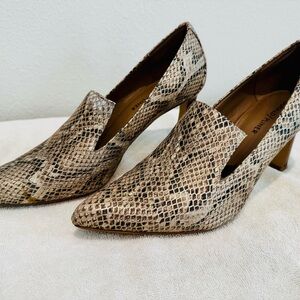 Donald J. Pliner Snakeskin Heels - Brown and Cream